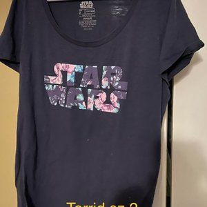 torrid Floral Print Star Wars Knit Tee sz2